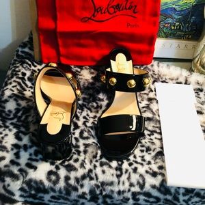 Christian Louboutin BILLE 60 Leather CM6S Black/Gold Size 41 BRAND NEW